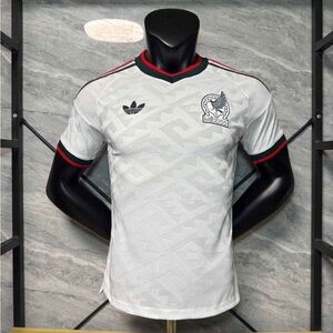 Men's White Mexico Football Jersey with Green & Red Trim